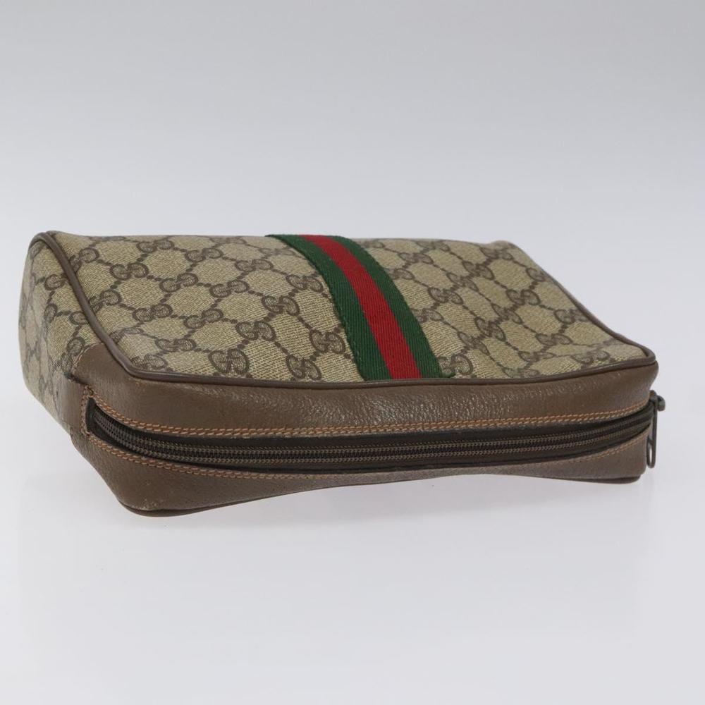 GUCCI GG Supreme Web Sherry Line Clutch Bag PVC Beige Red 89 01 012 Auth th5649 - Picture 5 of 16